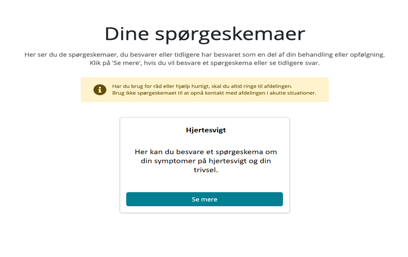 Skærmbillede, der viser dine spørgeskemaer
