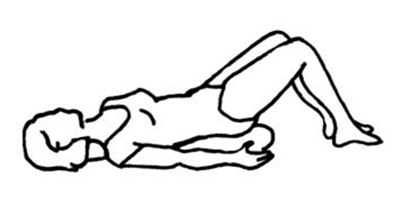 Tegning af person som ligger på ryggen med bøjede ben