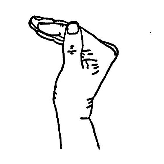 Hånd, der bøjer i grundleddene mens mellem- og yderled er strakte