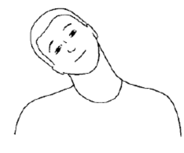 Tegning af person som bøjer hovedet ned til den ene side
