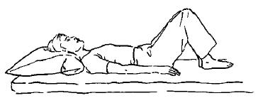 Tegning af en person, som ligger på ryggen med bøjede ben