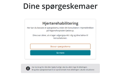 Skærmbillede fra patientportalen