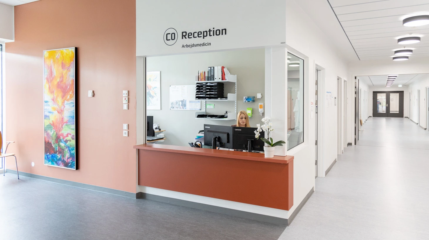 Receptionen på Arbejds- og Miljømedicin på Regionshospitalet Gødstrup