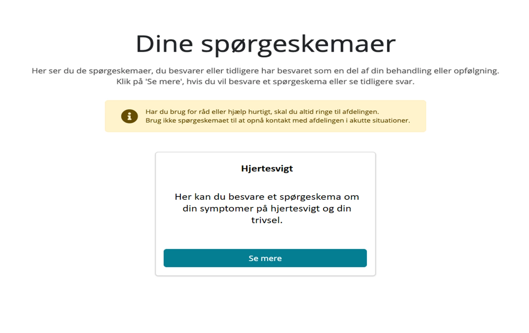 Skærmbillede, der viser dine spørgeskemaer