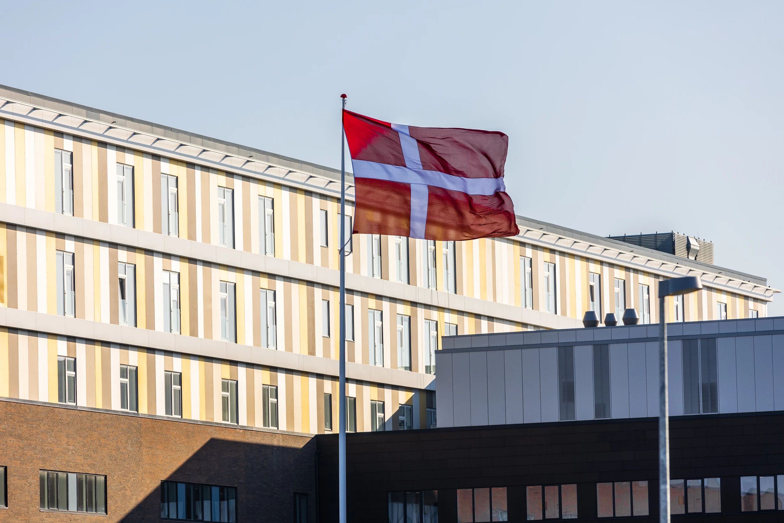Billede af hejst flag ved Regionshospitalet Gødstrup