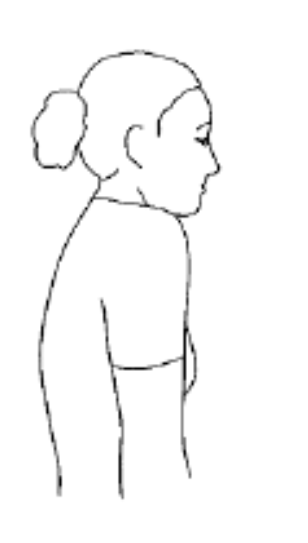 Tegning af person som runder skuldrene frem