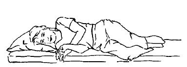 Tegning af person som ligger på siden med bøjede ben